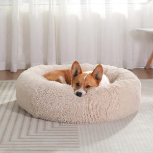 Home fluffy washable round donut calming dog bed cat pet bed